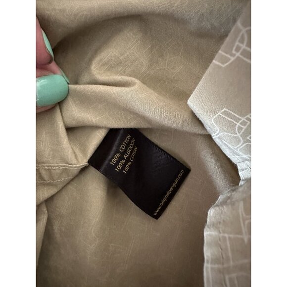 Original Penguin Shirt Men's Medium Button Up Long Sleeve Classic Fit Beige Wine - Picture 8 of 10